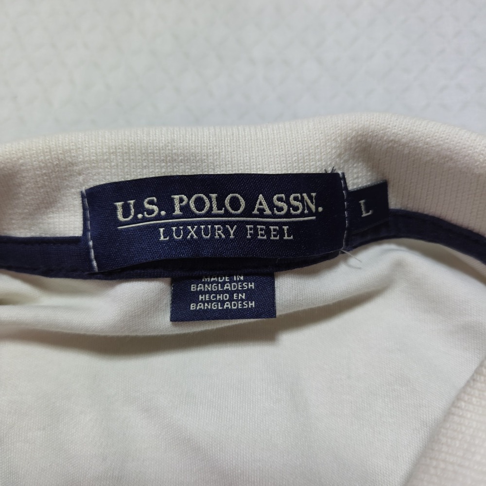 Polo Ralph Lauren Polo Shirt Men L Cream Short Sleeve Cotton Pique Pony Logo - Picture 2 of 9